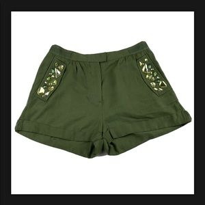 H&M Conscious Collection Green Studded Shorts